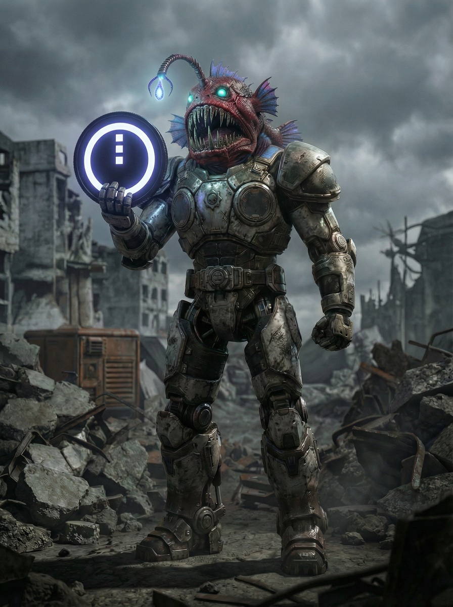 Agent Lump holding the Midnight token — the Midnight signal layer